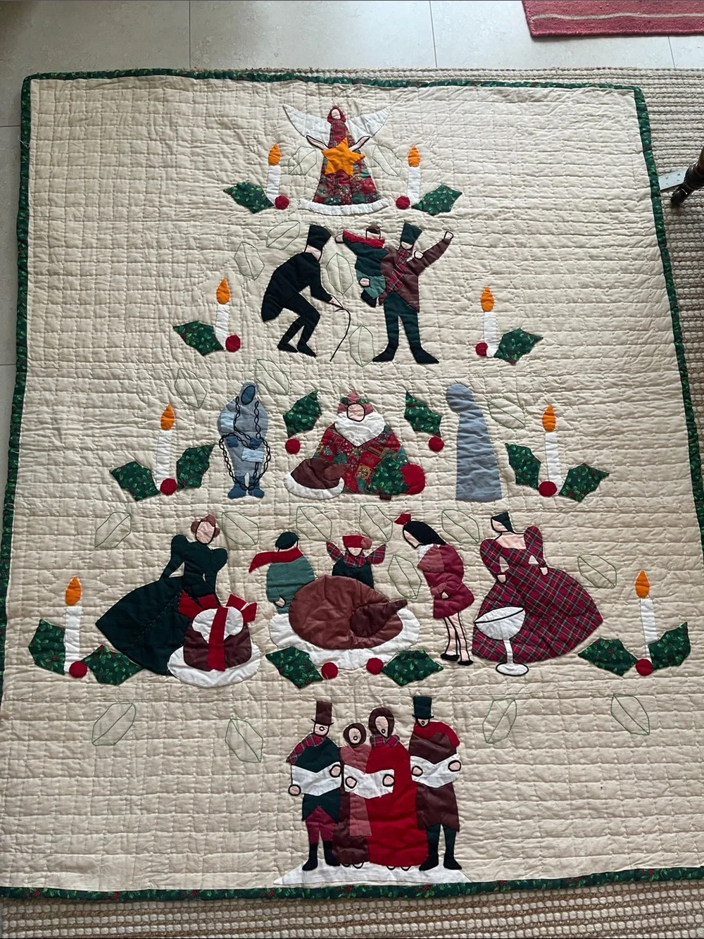 Hand Quilted Christmas Quilt 48x59